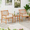 3Piece Wood Patio Furniture Set With Seat Cushions Acacia Wood Frame For Durability  Style 7
