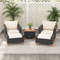 5Piece Patio Furniture Set With Loveseat  Armchairs Outdoor Porch Sectional With Storage Table 0