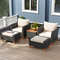 5Piece Patio Furniture Set With Loveseat  Armchairs Outdoor Porch Sectional With Storage Table 1