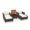 5Piece Patio Furniture Set With Loveseat  Armchairs Outdoor Porch Sectional With Storage Table 6