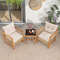 Outdoor 3Piece Conversation Set Acacia Wood  PE Wicker Patio Furniture With Comfortable Cushions 1