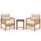 Outdoor 3Piece Conversation Set Acacia Wood  PE Wicker Patio Furniture With Comfortable Cushions 6