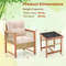 Outdoor 3Piece Conversation Set Acacia Wood  PE Wicker Patio Furniture With Comfortable Cushions 3