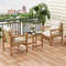 Outdoor 3Piece Conversation Set Acacia Wood  PE Wicker Patio Furniture With Comfortable Cushions 7