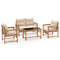 PE Wicker  Acacia Wood Frame Outdoor Patio Set 4Piece Conversation Bistro Furniture 6
