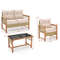 PE Wicker  Acacia Wood Frame Outdoor Patio Set 4Piece Conversation Bistro Furniture 7