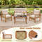 PE Wicker  Acacia Wood Frame Outdoor Patio Set 4Piece Conversation Bistro Furniture 2
