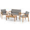 Outdoor Conversation Set 3Piece Patio Furniture With Cushioned Seats Tempered Glass Tabletop 6