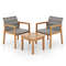 3Piece Patio Furniture Set With Chairs Coffee Table Acacia Wood PE Rattan Outdoor Bistro Set 4