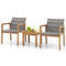 3Piece Patio Furniture Set With Chairs Coffee Table Acacia Wood PE Rattan Outdoor Bistro Set 5