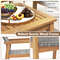 3Piece Patio Furniture Set With Chairs Coffee Table Acacia Wood PE Rattan Outdoor Bistro Set 2