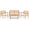 Acacia Wood Patio Set 4Piece Conversation Set With 2 Armchairs Loveseat  Coffee Table For Outdoor R 5