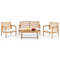 Acacia Wood Patio Set 4Piece Conversation Set With 2 Armchairs Loveseat  Coffee Table For Outdoor R 6