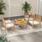 Acacia Wood Patio Set 4Piece Conversation Set With 2 Armchairs Loveseat  Coffee Table For Outdoor R 7
