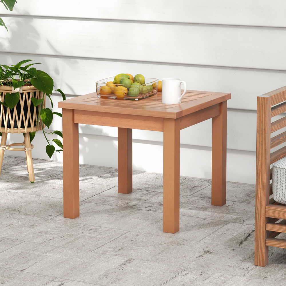 Adirondack Side Table With Slatted Tabletop 18Inch Square Outdoor End Table In Durable Eucalyptus W 0