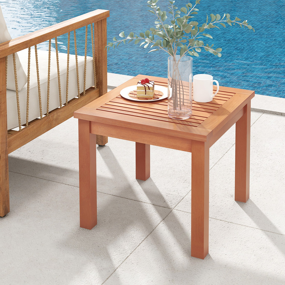 Adirondack Side Table With Slatted Tabletop 18Inch Square Outdoor End Table In Durable Eucalyptus W 1