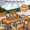 Acacia Wood Dining Table For 6 People Rustic Outdoor Table With Slatted Tabletop Umbrella Hole 2
