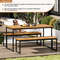 Set Of 2 Patio Dining Bench For 23 Person Indoor  Outdoor Acacia Wood Benches 5