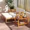 Outdoor Acacia Wood Patio Chaise Lounge Chair Set With Cushions And Ottoman Modular Reclining Loung 3