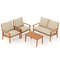 Premium Outdoor Acacia Wood Conversation Set With Cushions Coffee Table Elegant Patio Furniture Fo 0