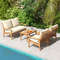 Premium Outdoor Acacia Wood Conversation Set With Cushions Coffee Table Elegant Patio Furniture Fo 3