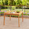 Outdoor Acacia Wood Dining Bistro Table With Builtin Umbrella Hole Perfect For Patio Backyard Gath 1