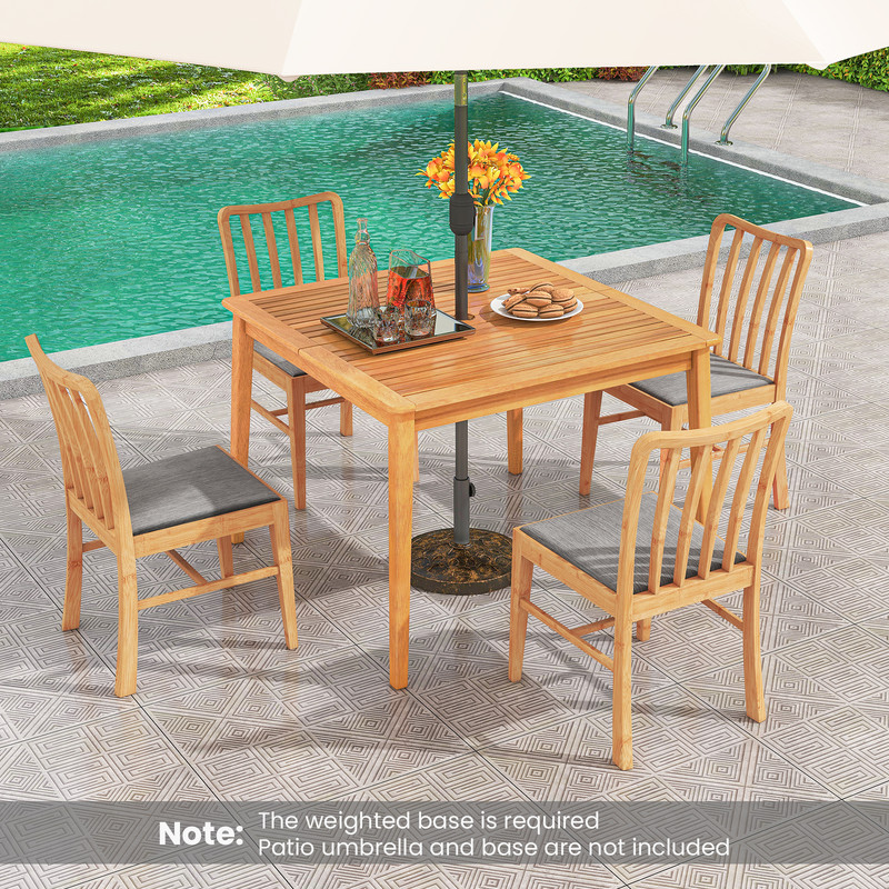 Outdoor Acacia Wood Dining Bistro Table With Builtin Umbrella Hole Perfect For Patio Backyard Gath 4