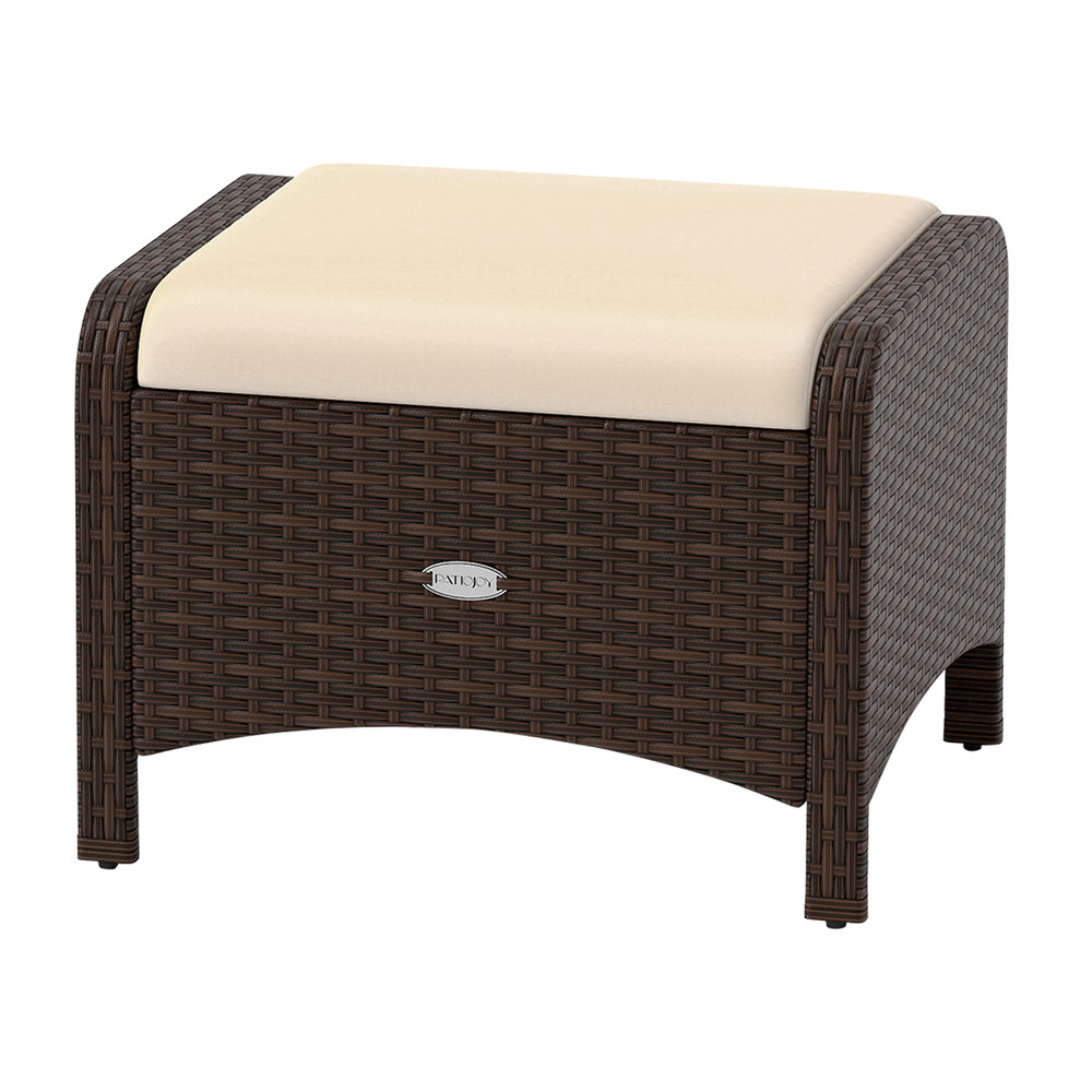 WeatherResistant Outdoor Patio PE Wicker Ottomans With Removable Cushions Versatile Seating Or Foot 7