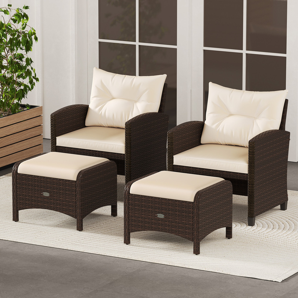 WeatherResistant Outdoor Patio PE Wicker Ottomans With Removable Cushions Versatile Seating Or Foot 3