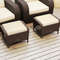 Outdoor PE Wicker Ottoman Set With Removable Cushions Durable Patio Footstools For Seating Lounging 1