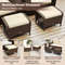 Outdoor PE Wicker Ottoman Set With Removable Cushions Durable Patio Footstools For Seating Lounging 5