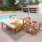Outdoor Acacia Wood Patio Lounge Chair Set With Cushions Ottomans Versatile Garden Seating With St 2