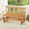 2-Person Outdoor Acacia Wood Glider Bench – Patio Swing Rocking Loveseat for Porch & Garden