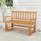 2-Person Outdoor Acacia Wood Glider Bench – Patio Swing Rocking Loveseat for Porch & Garden