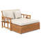 Outdoor Wooden Daybed with 4-Level Backrest & Removable Cushions – Acacia Wood Patio Lounger
