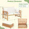 Outdoor Wooden Daybed with 4-Level Backrest & Removable Cushions – Acacia Wood Patio Lounger