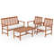4-Piece Acacia Wood Patio Furniture Set with Seat Cushions & Robust Wood Frame Outdoor Loveseat, Armchairs Coffee Table
