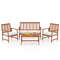 4-Piece Acacia Wood Patio Furniture Set with Seat Cushions & Robust Wood Frame Outdoor Loveseat, Armchairs Coffee Table