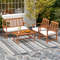 4-Piece Acacia Wood Patio Furniture Set with Seat Cushions & Robust Wood Frame Outdoor Loveseat, Armchairs Coffee Table