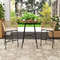 3-Piece Rope Woven Patio Bar Set with Soft Cushions Acacia Wood Tabletop, Outdoor Bistro Set for Garden, Balcony