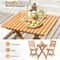 Folding Chair Table Set with Soft Seat Cushions, Acacia Wood Outdoor Bistro Set