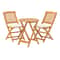 3-Piece Acacia Wood Patio Folding Bistro Set with Soft Cushions – Space-Saving Outdoor Furniture