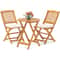 3-Piece Acacia Wood Patio Folding Bistro Set with Soft Cushions – Space-Saving Outdoor Furniture