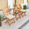 3-Piece Acacia Wood Patio Folding Bistro Set with Soft Cushions – Space-Saving Outdoor Furniture
