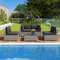 5-Piece Outdoor Patio Sectional Sofa Set with Glass Coffee Table & Cushions – Rattan Furniture for Garden, Poolside