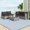 5-Piece Outdoor Patio Sectional Sofa Set with Glass Coffee Table & Cushions – Rattan Furniture for Garden, Poolside