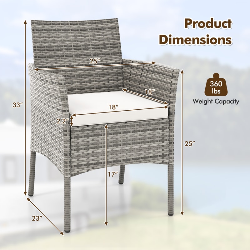 2-Piece Outdoor PE Rattan Armchairs with Cozy Seat Cushions – All-Weather Patio Chairs