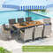 9-Piece Patio PE Wicker Dining Set for Deck, Garden & Yard, Acacia Wood Tabletop & Cushioned Chairs