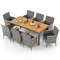 9-Piece Patio PE Wicker Dining Set for Deck, Garden & Yard, Acacia Wood Tabletop & Cushioned Chairs