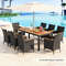 9-Piece Outdoor Dining Set with Acacia Wood Tabletop – Patio Garden Furniture for 6